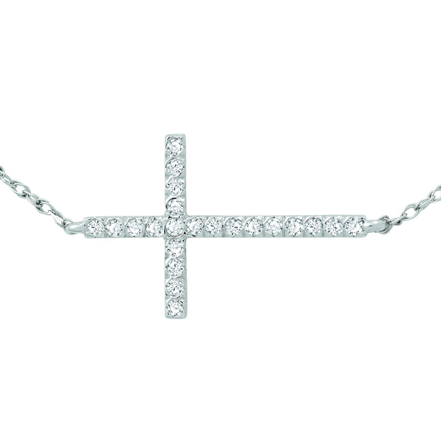 Sideways Diamond Cross with Single Cut Diamonds