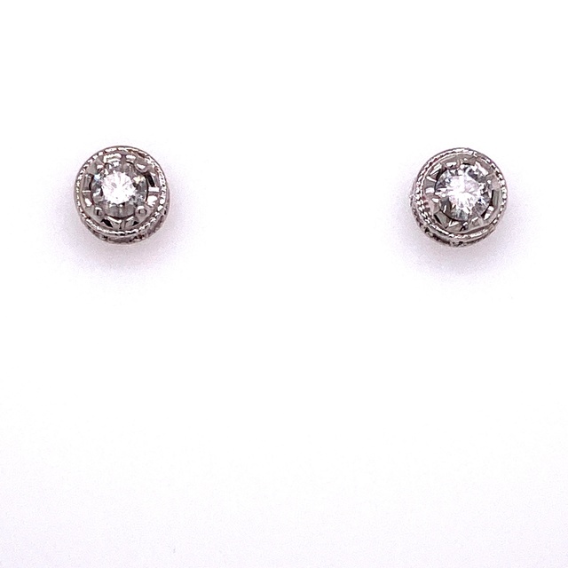 DIAMOND STUD EARRINGS WITH ACCENT MELEE