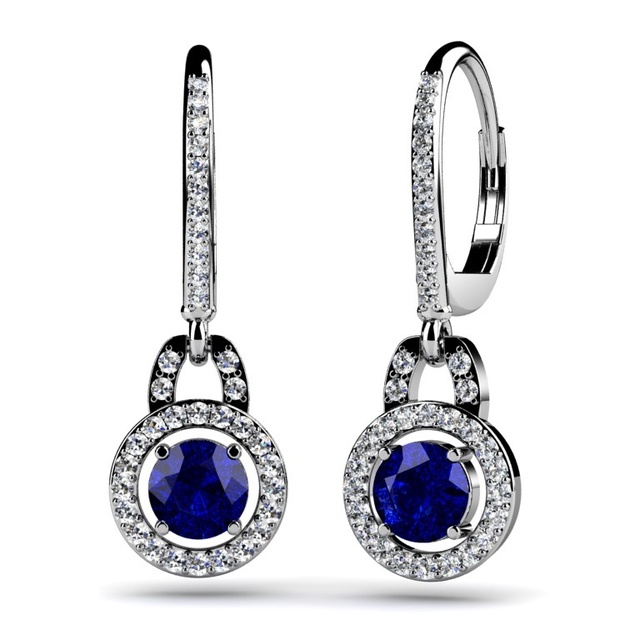Dangle Diamond Earrings With Diamond Centers (Not sapphire)