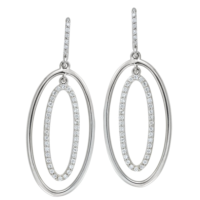 Oval Shaped Dangle Diamond Earrings