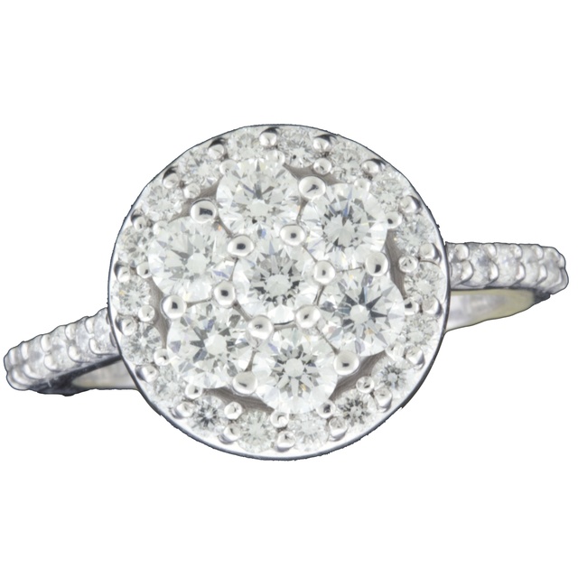 Cluster Diamond Engagement Ring