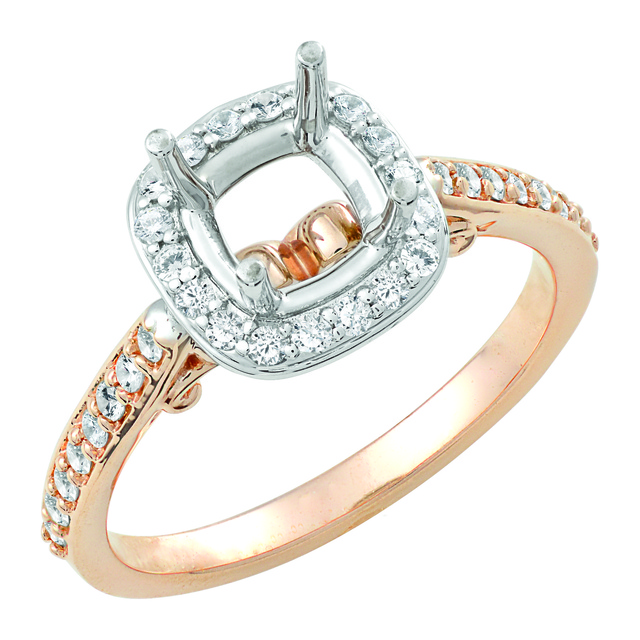 Lady's Diamond Halo Engagement Ring for Cushion Cut Diamond