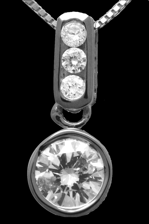 Bail And Bezel Round Diamond Pendant