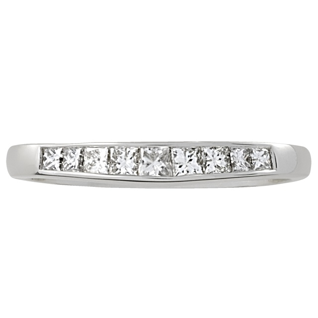 Princess Cut Channel Set Curved Wedding Ring