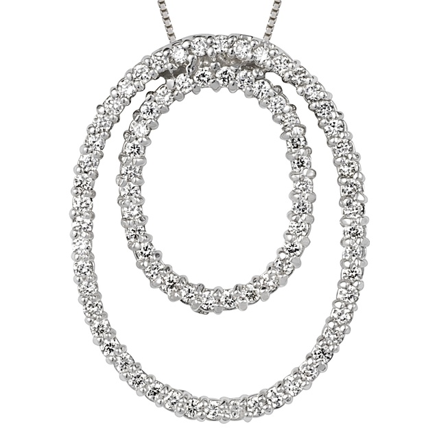 Double Vertical Diamond Oval Pendant