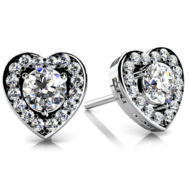 DIAMOND HEART HALO EARRINGS