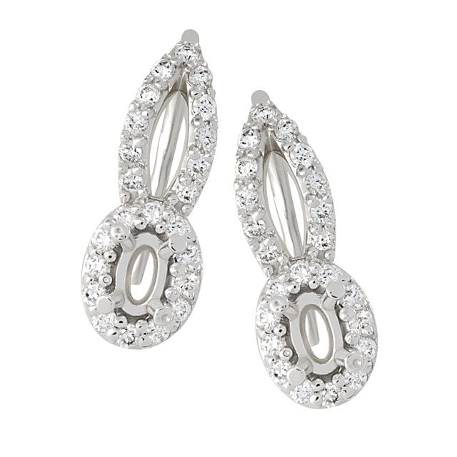 Fancy Oval Diamond Semi Mount Earrings