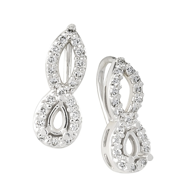 Fancy Pear Shape Diamond Semi Mount Earrings