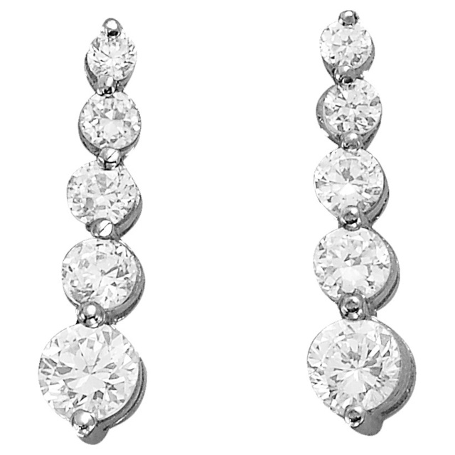 Shared 2 Prong Journey Diamond Earrings