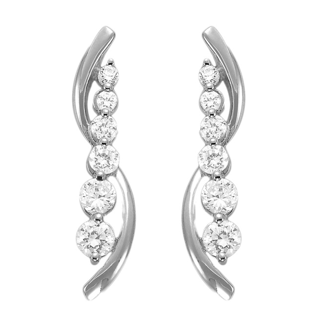 Shared 2 Prong Journey Earrings With Ribbon