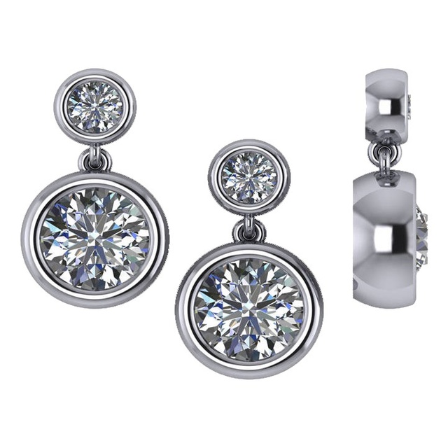 Two Stone Diamond Earrings