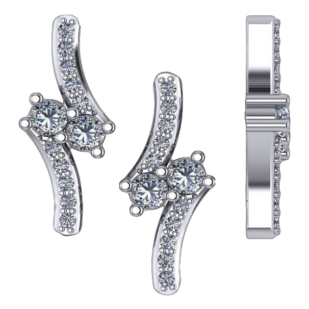 Two Stone Diamond Earrings