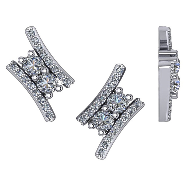 Two Stone Diamond Earrings