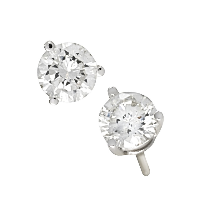 3 Prong Round Diamond Earrings