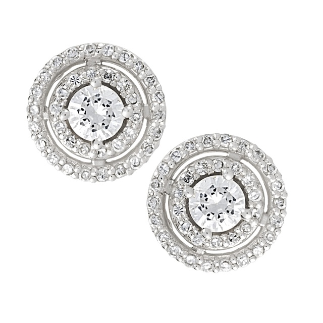 Diamond Earrings with Double Halo