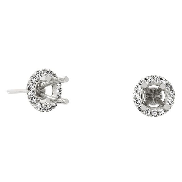 SEMI MOUNT Diamond Halo Earring