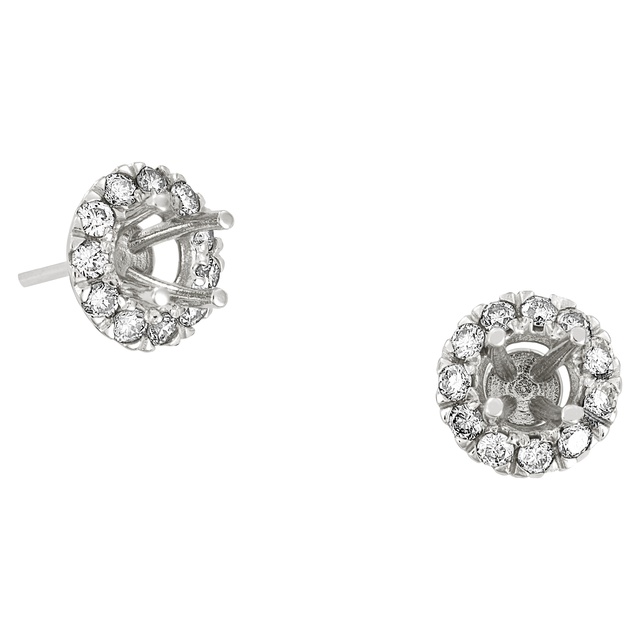 DIAMOND HALO EARRINGS SEMI MOUNT