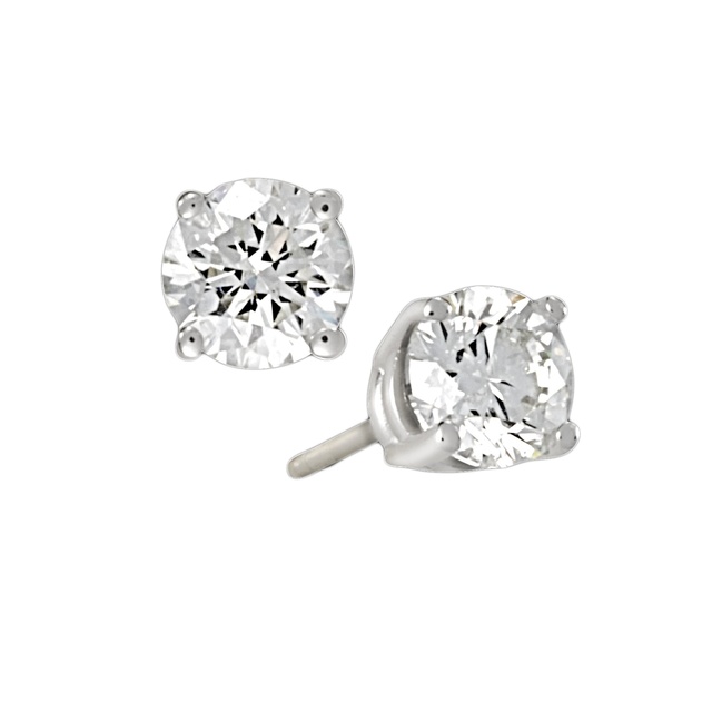 4 Prong Basket Set Round Diamond Earrings