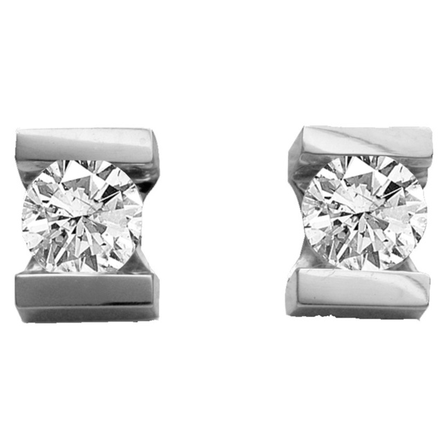 Bar Set Round Diamond Earrings