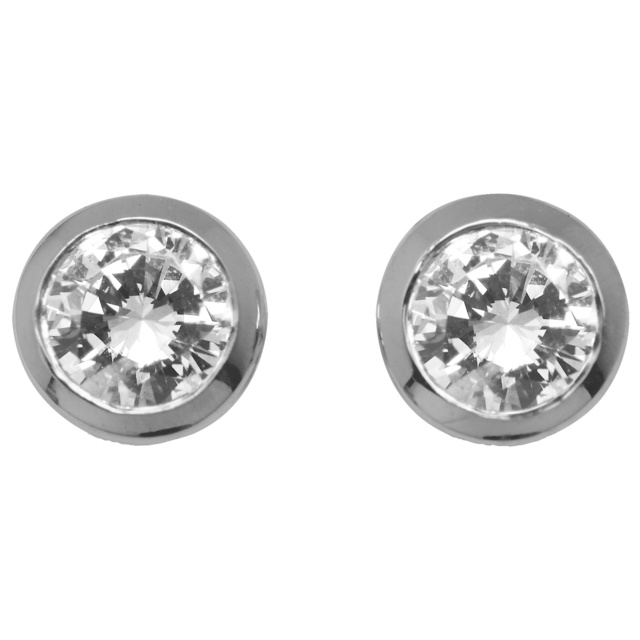 Bezel Set Round Diamond Stud Earrings