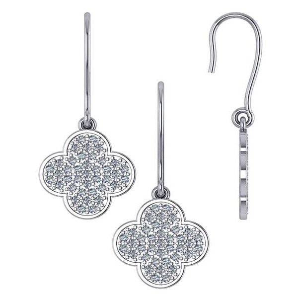 Clover Shaped Diamond Dangle Earrings