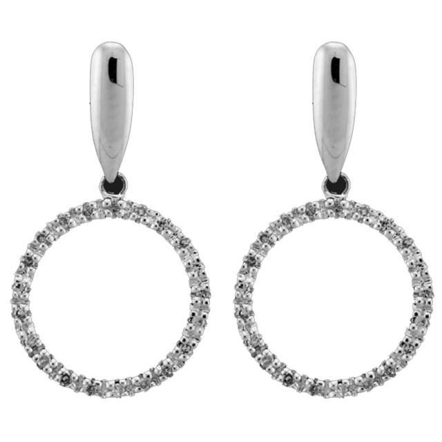 Dangle Diamond Circle Earrings