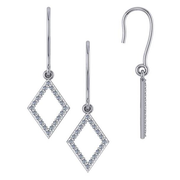 Diamond Shaped Diamond Dangle Earrings