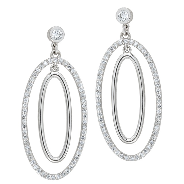 Oval Shaped Dangle Diamond Earrings