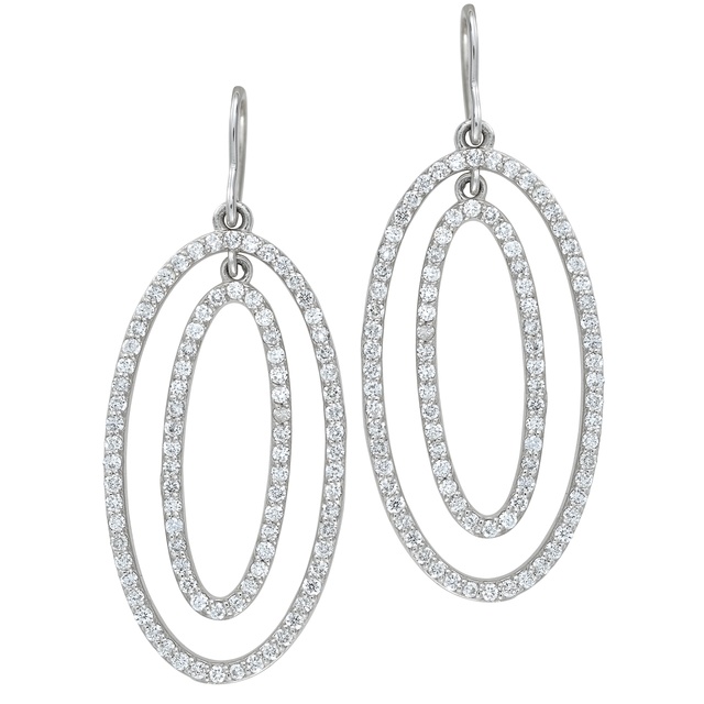 Oval Shaped Dangle Diamond Earrings
