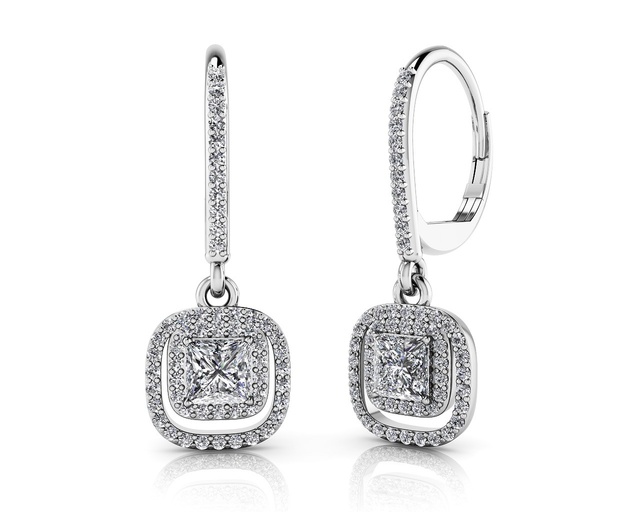 DANGLE PRINCESS CUT EARRINGS