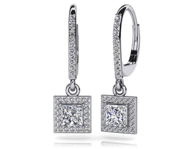 DANGLE PRINCESS CUT EARRINGS