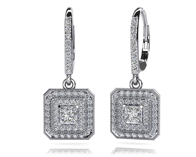 DANGLE PRINCESS CUT EARRINGS