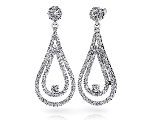 PEAR SHAPED DIAMOND DANGLE EARRINGS