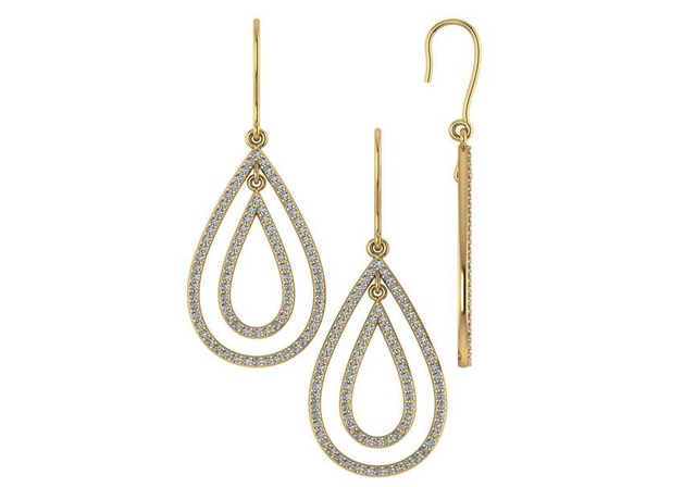 PEAR SHAPED DIAMOND DANGLE EARRINGS