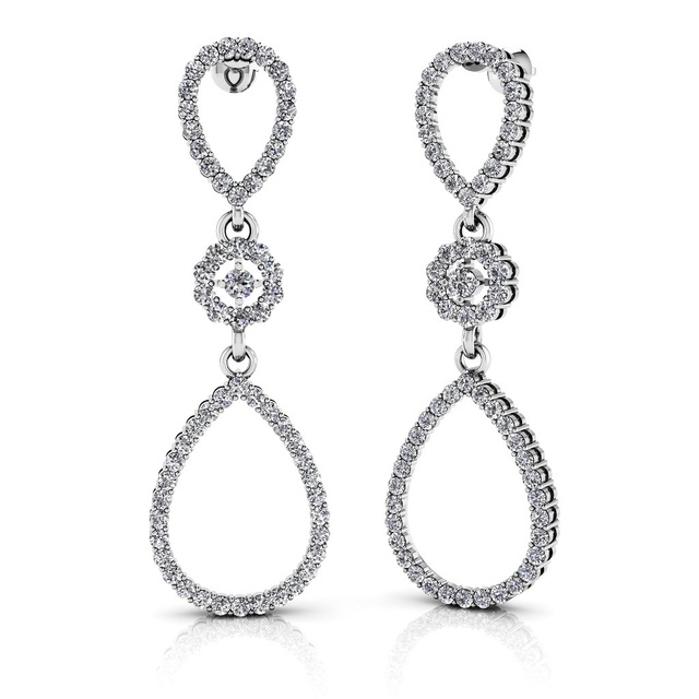 Diamond Dangle Pear Shaped Earrings