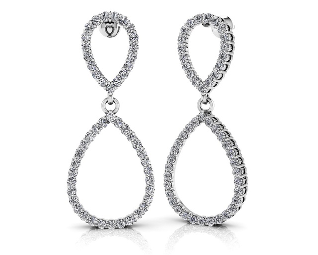 PEAR SHAPED DIAMOND DANGLE EARRINGS