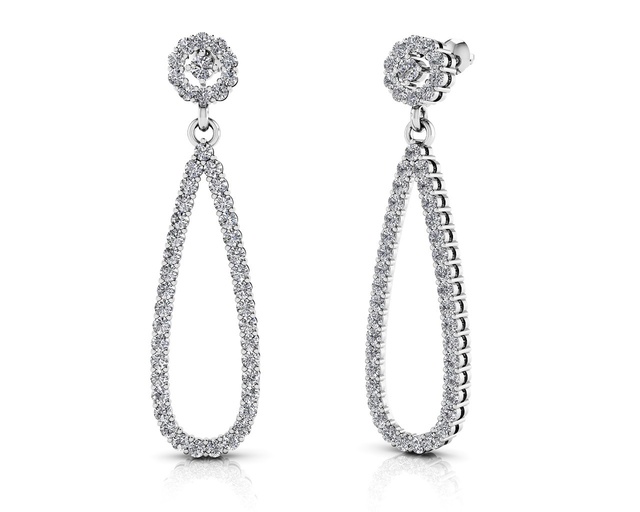 PEAR SHAPED DIAMOND DANGLE EARRINGS