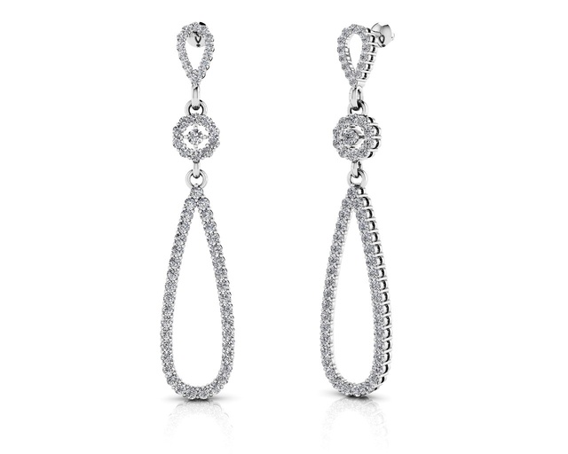 PEAR SHAPED DIAMOND DANGLE EARRINGS