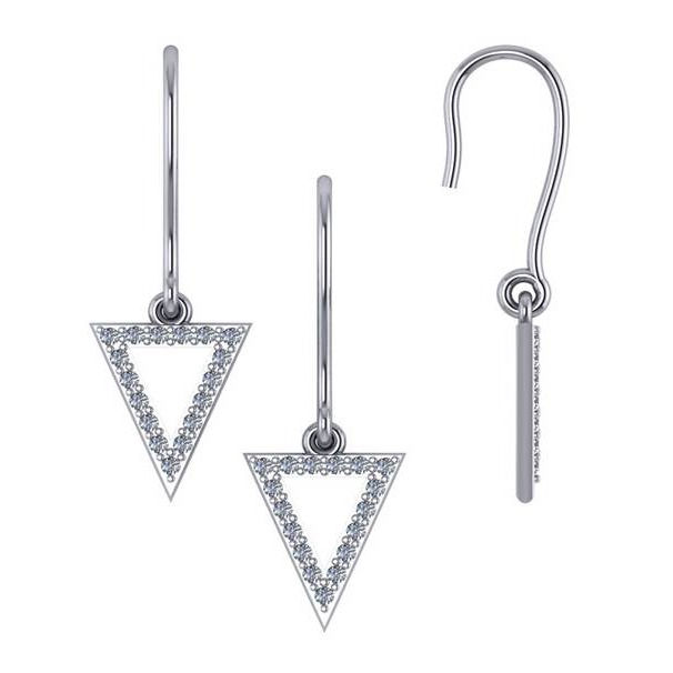 Triangle Shaped Diamond Dangle Earrings