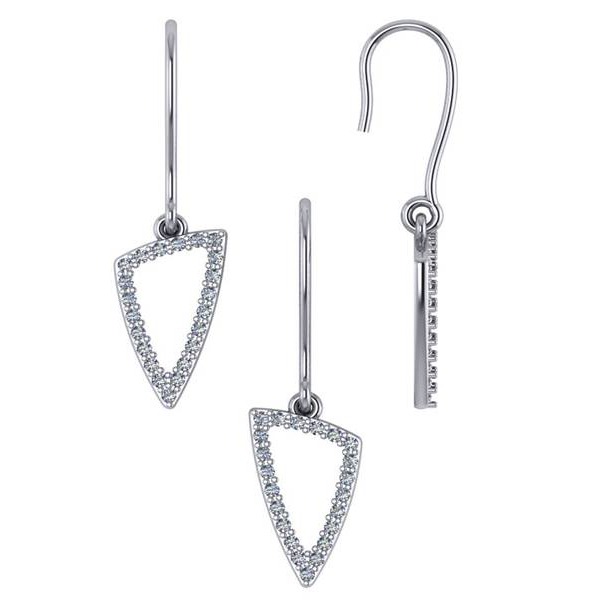 Triangle Shaped Diamond Dangle Earrings