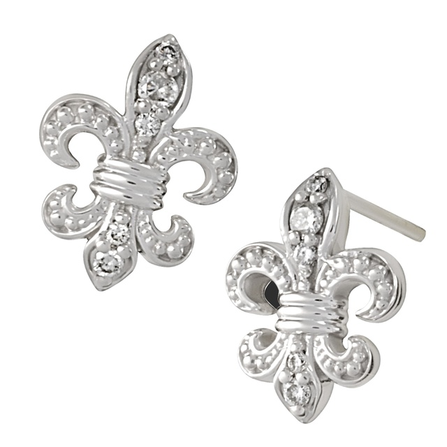 Fleur De Lis Diamond Earrings