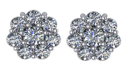 DIAMOND CLUSTER FLOWER EARRING