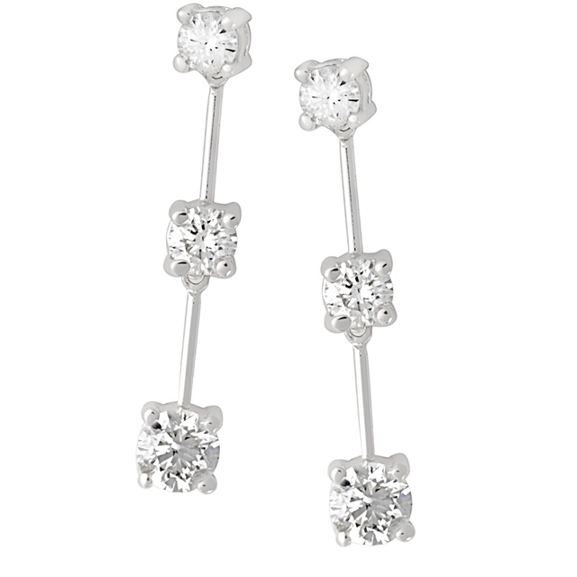 Three Stone Diamond Flexible Earrings