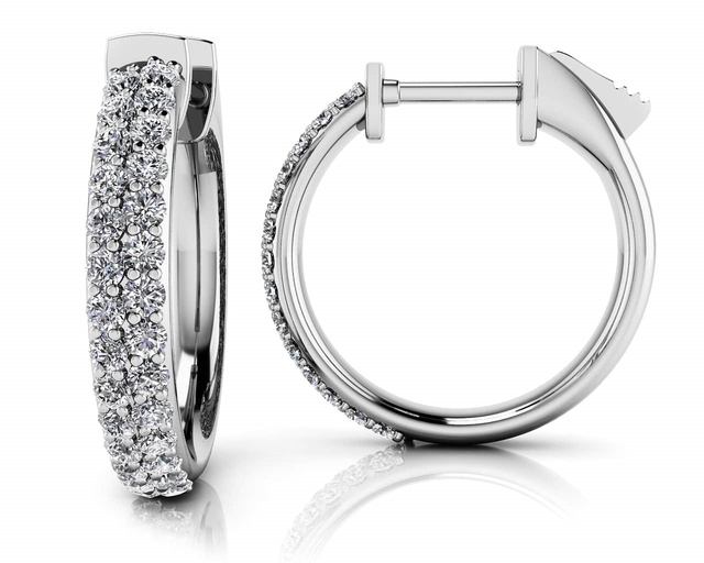 1/2 INCH PAVE SET DIAMOND HUGGIE EARRINGS