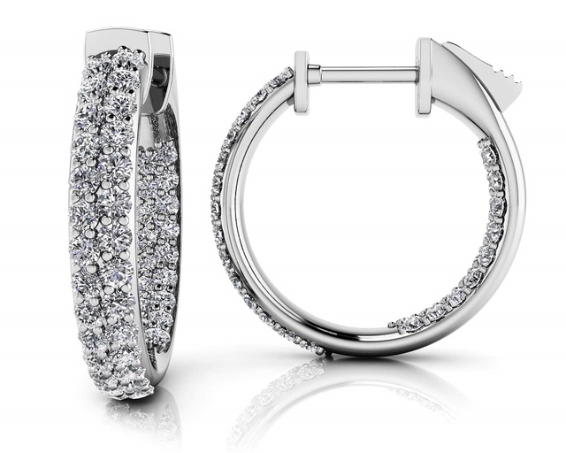 1/2 INCH PAVE SET DIAMOND HUGGIE EARRINGS