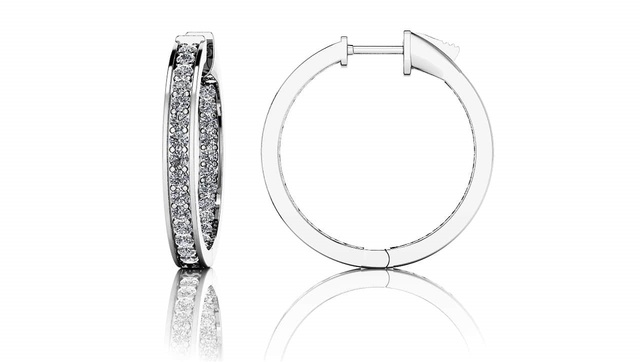 1 INCH CHANNEL SET DIAMOND HUGGIE EARRINGS