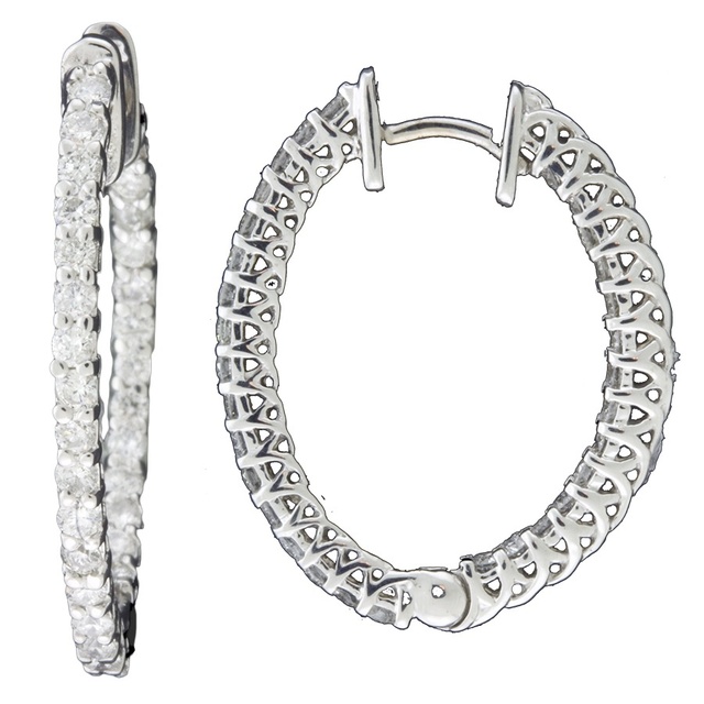 Shared 2 Prong Inside/Outside Huggie Earrings With Trellis Prongs