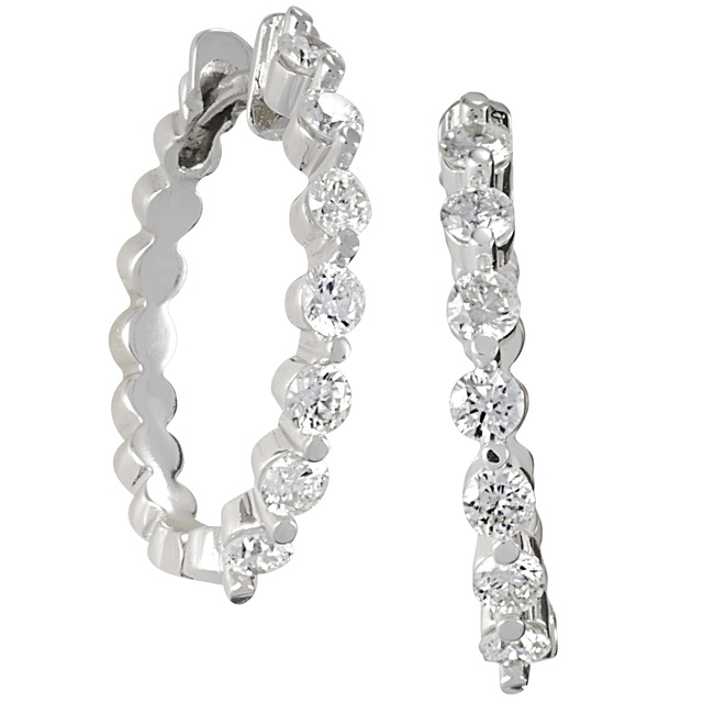 7 Diamond 2 Prong Oval Shaped Huggie Earrings