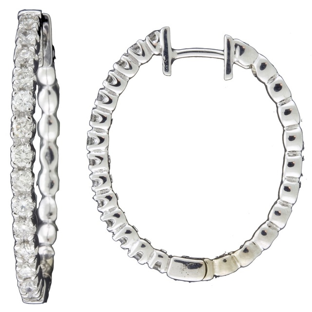 Four Prong Diamond Huggie Earrings