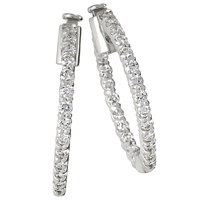 4 Prong Inside Outside Diamond Huggie Earrings